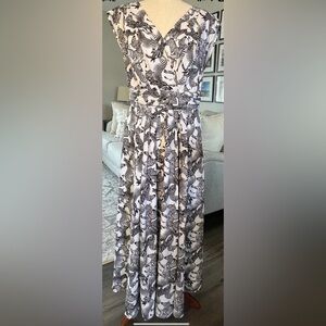 eShakti Zebras Zebra Animal Print Surplice Maxi Dress Size Large 14